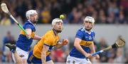 23 April 2023; Ryan Taylor of Clare in action against Michael Breen, left, and Johnny Ryan of Tipperary during the Munster GAA Hurling Senior Championship Round 1 match between Clare and Tipperary at Cusack Park in Ennis, Clare. Photo by Ray McManus/Sportsfile