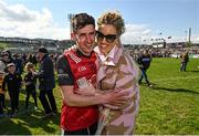 23 April 2023; Eugene Branagan of Down celebrates after the Ulster GAA Football Senior Championship Quarter-Final match between Down and Donegal at Pairc Esler in Newry, Down. Photo by Ramsey Cardy/Sportsfile