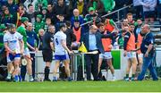 23 April 2023; Limerick GAA secretary Mike O’Riordan speaks to referee Liam Gordon during the Munster GAA Hurling Senior Championship Round 1 match between Waterford and Limerick at FBD Semple Stadium in Thurles, Tipperary. Photo by Stephen McCarthy/Sportsfile