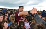 23 April 2023; Damien Comer of Galway with supporters after their side's victory in the Connacht GAA Football Senior Championship Semi-Final match between Roscommon and Galway at Dr Hyde Park in Roscommon. Photo by Seb Daly/Sportsfile
