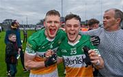 23 April 2023; Offaly players, David Dempsey, left, and Shane Tierney after the Leinster GAA Football Senior Championship Quarter-Final match between Offaly and Meath at Glenisk O'Connor Park in Tullamore, Offaly. Photo by Eóin Noonan/Sportsfile