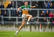 23 April 2023; Jack McEvoy of Offaly celebrates at the final whistle after his side's victory in the Leinster GAA Football Senior Championship Quarter-Final match between Offaly and Meath at Glenisk O'Connor Park in Tullamore, Offaly. Photo by Eóin Noonan/Sportsfile