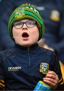 23 April 2023; A young Meath supporter reacts late in the game during the Leinster GAA Football Senior Championship Quarter-Final match between Offaly and Meath at Glenisk O'Connor Park in Tullamore, Offaly. Photo by Eóin Noonan/Sportsfile