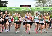 23 April 2023; A general view of the start of the master women's 35+ event during the 123.ie National Road Relay Championships at Raheny in Dublin. Photo by Sam Barnes/Sportsfile