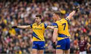 23 April 2023; Conor Daly of Roscommon, left, during the Connacht GAA Football Senior Championship Semi-Final match between Roscommon and Galway at Dr Hyde Park in Roscommon. Photo by Seb Daly/Sportsfile