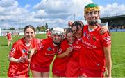 23 April 2023; Cork players from left, Sarah Murphy, Orlaith Cremin, Lucy O'Connell, Ellen Crowley, and Niamh McNabola after the Electric Ireland Camogie Minor A Semi-Final match between Kilkenny and Waterford at McDonagh Park in Nenagh, Tipperary. Photo by Stephen Marken/Sportsfile