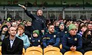 23 April 2023; Supporters react during the Leinster GAA Football Senior Championship Quarter-Final match between Offaly and Meath at Glenisk O'Connor Park in Tullamore, Offaly. Photo by Eóin Noonan/Sportsfile