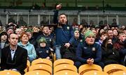 23 April 2023; Supporter react during the Leinster GAA Football Senior Championship Quarter-Final match between Offaly and Meath at Glenisk O'Connor Park in Tullamore, Offaly. Photo by Eóin Noonan/Sportsfile