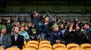 23 April 2023; Supporter react during the Leinster GAA Football Senior Championship Quarter-Final match between Offaly and Meath at Glenisk O'Connor Park in Tullamore, Offaly. Photo by Eóin Noonan/Sportsfile