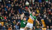 23 April 2023; Peter Cunningham of Offaly in action against Jordan Morris of Meath during the Leinster GAA Football Senior Championship Quarter-Final match between Offaly and Meath at Glenisk O'Connor Park in Tullamore, Offaly. Photo by Eóin Noonan/Sportsfile
