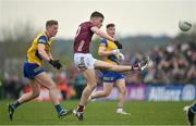 23 April 2023; Matthew Tierney of Galway kicks a point during the Connacht GAA Football Senior Championship Semi-Final match between Roscommon and Galway at Dr Hyde Park in Roscommon. Photo by Seb Daly/Sportsfile