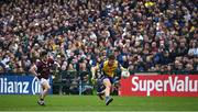 23 April 2023; Niall Daly of Roscommon in action against Ian Burke of Galway during the Connacht GAA Football Senior Championship Semi-Final match between Roscommon and Galway at Dr Hyde Park in Roscommon. Photo by Seb Daly/Sportsfile