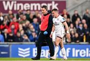 21 April 2023; Mike Lowry of Ulster leaves the pitch with an injury during the United Rugby Championship match between Ulster and Edinburgh at the Kingspan Stadium in Belfast. Photo by Ramsey Cardy/Sportsfile