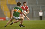 24 April 2023; Sean Brady of Cork in action against Paudie O'Leary of Kerry during the EirGrid GAA Football U20 Munster Championship Final match between Cork and Kerry at Páirc Uí Chaoimh in Cork. Photo by Eóin Noonan/Sportsfile