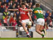 24 April 2023; Niall Kelly of Cork in action against Jack Clifford of Kerry during the EirGrid GAA Football U20 Munster Championship Final match between Cork and Kerry at Páirc Uí Chaoimh in Cork. Photo by Eóin Noonan/Sportsfile