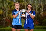25 April 2023; Captains from twelve Leinster LGFA Counties gathered in the Clanard Court Hotel for the 2023 TG4 Leinster LGFA Championship. Action is underway from Sunday, 30th April. Pictured at the launch is Carla Rowe of Dublin, left, and Clodagh Dunne of Laois. For more information about the TG4 Leinster LGFA Championships, please see www.leinsterladiesgaelic.ie. Photo by Ben McShane/Sportsfile