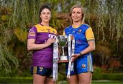 25 April 2023; Captains from twelve Leinster LGFA Counties gathered in the Clanard Court Hotel for the 2023 TG4 Leinster LGFA Championship. Action is underway from Sunday, 30th April. Pictured at the launch is Róisín Murphy of Wexford, left, and Emma Doris of Longford. For more information about the TG4 Leinster LGFA Championships, please see www.leinsterladiesgaelic.ie. Photo by Ben McShane/Sportsfile
