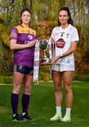 25 April 2023; Captains from twelve Leinster LGFA Counties gathered in the Clanard Court Hotel for the 2023 TG4 Leinster LGFA Championship. Action is underway from Sunday, 30th April. Pictured at the launch is Róisín Murphy of Wexford, left, and Grace Clifford of Kidare. For more information about the TG4 Leinster LGFA Championships, please see www.leinsterladiesgaelic.ie. Photo by Ben McShane/Sportsfile