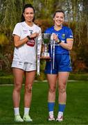 25 April 2023; Captains from twelve Leinster LGFA Counties gathered in the Clanard Court Hotel for the 2023 TG4 Leinster LGFA Championship. Action is underway from Sunday, 30th April. Pictured at the launch is Grace Clifford of Kidare, left, and Sarah Jane Winders of Wicklow. For more information about the TG4 Leinster LGFA Championships, please see www.leinsterladiesgaelic.ie. Photo by Ben McShane/Sportsfile
