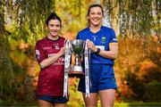 25 April 2023; Captains from twelve Leinster LGFA Counties gathered in the Clanard Court Hotel for the 2023 TG4 Leinster LGFA Championship. Action is underway from Sunday, 30th April. Pictured at the launch is Ciara Blundell of Westmeath, left, and Sarah Jane Winders of Wicklow. For more information about the TG4 Leinster LGFA Championships, please see www.leinsterladiesgaelic.ie. Photo by Ben McShane/Sportsfile