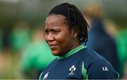 25 April 2023; Linda Djougang during a Ireland Women's Rugby squad training session at IRFU High Performance Centre at the Sport Ireland Campus in Dublin. Photo by Ramsey Cardy/Sportsfile
