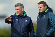 25 April 2023; Head Coach Greg McWilliams, left, and Scrum coach Denis Fogarty during a Ireland Women's Rugby squad training session at IRFU High Performance Centre at the Sport Ireland Campus in Dublin. Photo by Ramsey Cardy/Sportsfile