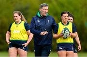 25 April 2023; Head Coach Greg McWilliams and Maeve Óg O’Leary during a Ireland Women's Rugby squad training session at IRFU High Performance Centre at the Sport Ireland Campus in Dublin. Photo by Ramsey Cardy/Sportsfile