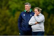 25 April 2023; Head Coach Greg McWilliams and Backs coach Niamh Briggs during a Ireland Women's Rugby squad training session at IRFU High Performance Centre at the Sport Ireland Campus in Dublin. Photo by Ramsey Cardy/Sportsfile