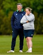 25 April 2023; Head Coach Greg McWilliams and Backs coach Niamh Briggs during a Ireland Women's Rugby squad training session at IRFU High Performance Centre at the Sport Ireland Campus in Dublin. Photo by Ramsey Cardy/Sportsfile