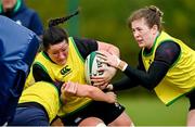 25 April 2023; Hannah O’Connor, left, and Lauren Delany during a Ireland Women's Rugby squad training session at IRFU High Performance Centre at the Sport Ireland Campus in Dublin. Photo by Ramsey Cardy/Sportsfile