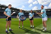 25 April 2023; In attendance, from left are, Tipperary hurler Bryan O'Mara, Mayo ladies footballer Sarah Tierney, Kilkenny Camogie player Steffi Fitzgerald and Derry footballer Conor Glass for the announcement of the FRS Recruitment GAA World Games launch at Croke Park in Dublin. Photo by David Fitzgerald/Sportsfile