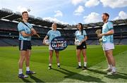 25 April 2023; In attendance, from left are, Tipperary hurler Bryan O'Mara, Mayo ladies footballer Sarah Tierney, Kilkenny Camogie player Steffi Fitzgerald and Derry footballer Conor Glass for the announcement of the FRS Recruitment GAA World Games launch at Croke Park in Dublin. Photo by David Fitzgerald/Sportsfile