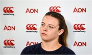 25 April 2023; Brittany Hogan during a Ireland Women's press conference at IRFU High Performance Centre at the Sport Ireland Campus in Dublin. Photo by Ramsey Cardy/Sportsfile
