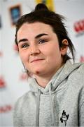 25 April 2023; Deirbhile Nic a Bhaird during a Ireland Women's press conference at IRFU High Performance Centre at the Sport Ireland Campus in Dublin. Photo by Ramsey Cardy/Sportsfile