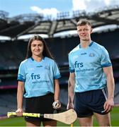 25 April 2023; Kilkenny Camogie player Steffi Fitzgerald, left, and Tipperary hurler Bryan O'Mara in attendance for the announcement of the FRS Recruitment GAA World Games launch at Croke Park in Dublin. Photo by David Fitzgerald/Sportsfile