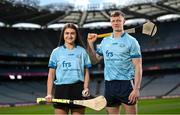 25 April 2023; Kilkenny Camogie player Steffi Fitzgerald, left, and Tipperary hurler Bryan O'Mara in attendance for the announcement of the FRS Recruitment GAA World Games launch at Croke Park in Dublin. Photo by David Fitzgerald/Sportsfile