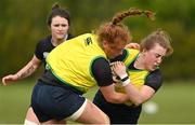 25 April 2023; Molly Boyne, right, and Niamh O’Dowd during a Ireland Women's Rugby squad training session at IRFU High Performance Centre at the Sport Ireland Campus in Dublin. Photo by Ramsey Cardy/Sportsfile