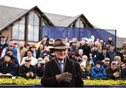 25 April 2023; Trainer Willie Mullins after sending out Energumene to win the William Hill Champion Steeplechase during day one of the Punchestown Festival at Punchestown Racecourse in Kildare. Photo by Harry Murphy/Sportsfile