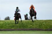 25 April 2023;  Vital Island, with Barry Walsh up, left, and Subset, with Brian Stone up, jump Ruby's Double during the Kildare Hunt Club Cross Country Steeplechase for the Ladies Perpetual Cup during day one of the Punchestown Festival at Punchestown Racecourse in Kildare. Photo by Harry Murphy/Sportsfile