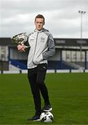 26 April 2023; In attendance at an FAI Junior Cup media is Jimmy Carr of St Michael's AFC with the FAI Junior Cup at Jackman Park in Limerick. Photo by Sam Barnes/Sportsfile