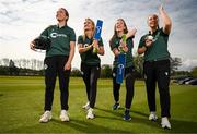 26 April 2023; Certa, Ireland’s largest fuel supplier, is the new title sponsor of the Ireland Women’s Cricket Team. The partnership will fuel Cricket Ireland’s ambition to develop women’s cricket as a major sport in Ireland, and to develop into a major nation in world cricket. Certa operates Ireland’s largest network of unmanned, pay@pump forecourts and home heating depots. Certa is part of DCC plc. For more information visit: certaireland.ie. At the launch of Certa’s partnership with Cricket Ireland and the Ireland Women’s Cricket team at the Malahide Cricket Club in Dublin, are Ireland Women’s Cricket Team players, from left, Leah Paul, Gaby Lewis, Orla Prendergast and Laura Delany. Photo by Stephen McCarthy/Sportsfile
