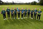 26 April 2023; Certa, Ireland’s largest fuel supplier, is the new title sponsor of the Ireland Women’s Cricket Team. The partnership will fuel Cricket Ireland’s ambition to develop women’s cricket as a major sport in Ireland, and to develop into a major nation in world cricket. Certa operates Ireland’s largest network of unmanned, pay@pump forecourts and home heating depots. Certa is part of DCC plc. For more information visit: certaireland.ie. At the launch of Certa’s partnership with Cricket Ireland and the Ireland Women’s Cricket team at the Malahide Cricket Club in Dublin, are Ireland Women’s Cricket Team players, from left, Leah Paul, Rebecca Stokell, Arlene Kelly, Orla Prendergast, Gaby Lewis, Shauna Kavanagh, Jane Maguire, Sophie MacMahon, Laura Delany, Louise Little and Mary Waldron. Photo by Stephen McCarthy/Sportsfile