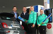26 April 2023; Certa, Ireland’s largest fuel supplier, is the new title sponsor of the Ireland Women’s Cricket Team. The partnership will fuel Cricket Ireland’s ambition to develop women’s cricket as a major sport in Ireland, and to develop into a major nation in world cricket. Certa operates Ireland’s largest network of unmanned, pay@pump forecourts and home heating depots. Certa is part of DCC plc. For more information visit: certaireland.ie. At the launch of Certa’s partnership with Cricket Ireland and the Ireland Women’s Cricket team at the Certa Filling Station in Clarehall, Dublin, are, from left, Trevor Koen, Head of Marketing & Digital, Certa, Andrew Graham, Managing Director, Certa, Gaby Lewis of the Ireland Women’s Cricket Team and Certa Brand Ambassador and Laura Delany, captain of the Ireland Women’s Cricket Team and Certa Brand Ambassador. Photo by Stephen McCarthy/Sportsfile