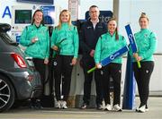 26 April 2023; Certa, Ireland’s largest fuel supplier, is the new title sponsor of the Ireland Women’s Cricket Team. The partnership will fuel Cricket Ireland’s ambition to develop women’s cricket as a major sport in Ireland, and to develop into a major nation in world cricket. Certa operates Ireland’s largest network of unmanned, pay@pump forecourts and home heating depots. Certa is part of DCC plc. For more information visit: certaireland.ie. At the launch of Certa’s partnership with Cricket Ireland and the Ireland Women’s Cricket team at the Certa Filling Station in Clarehall, Dublin, is Andrew Graham, Managing Director, Certa with Ireland Women’s Cricket Team players, from left, Orla Prendergast, Gaby Lewis, Laura Delany and Mary Waldron. Photo by Stephen McCarthy/Sportsfile