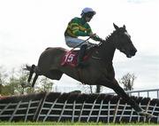 26 April 2023; Ballybawn Belter, with Charlie O'Dwyer up, jumps the last on their way to winning the Adare Manor Opportunity Series Final Handicap Hurdle during day two of the Punchestown Festival at Punchestown Racecourse in Kildare. Photo by Seb Daly/Sportsfile