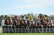 26 April 2023; Runners and riders during the Adare Manor Opportunity Series Final Handicap Hurdle on day two of the Punchestown Festival at Punchestown Racecourse in Kildare. Photo by Seb Daly/Sportsfile