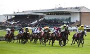 26 April 2023; Runners and riders during the Adare Manor Opportunity Series Final Handicap Hurdle during day two of the Punchestown Festival at Punchestown Racecourse in Kildare. Photo by Harry Murphy/Sportsfile