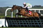 26 April 2023; Gaelic Warrior, with Paul Townend up, jumps the last on their way to winning the Irish Mirror Novice Hurdle during day two of the Punchestown Festival at Punchestown Racecourse in Kildare. Photo by Seb Daly/Sportsfile