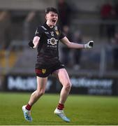 26 April 2023; Harry Magill of Down celebrates at the final whistle after the 2023 EirGrid Ulster U20 Football Championship Final match between Derry and Down at BOX-IT Athletic Grounds in Armagh. Photo by Ben McShane/Sportsfile