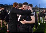 26 April 2023; Ryan Magill, right, and James Kelly of Down celebrate after the 2023 EirGrid Ulster U20 Football Championship Final match between Derry and Down at BOX-IT Athletic Grounds in Armagh. Photo by Ben McShane/Sportsfile